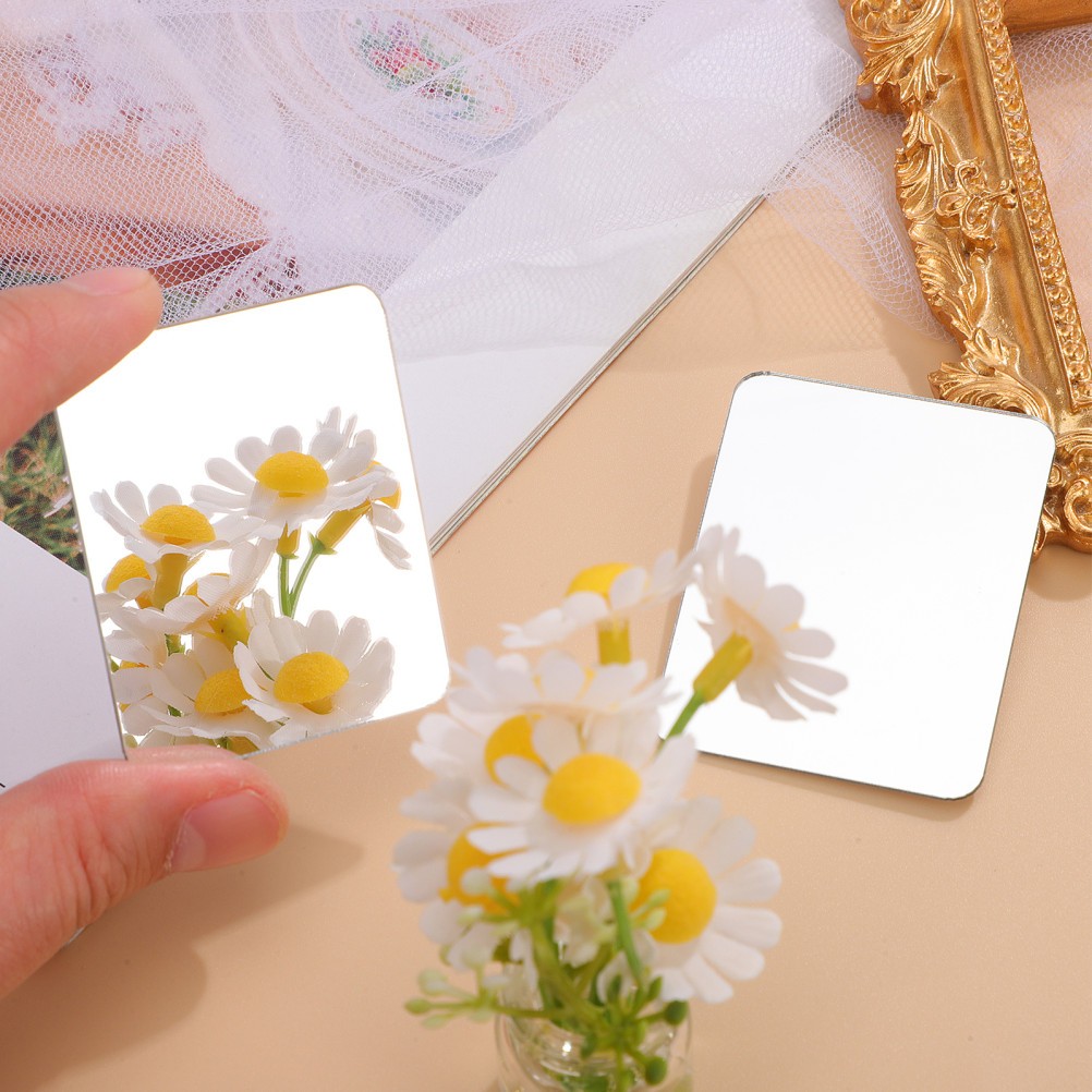 2 Pcs Stick On Mirror Decal For Smartphone Acrylic Self Adhesive Makeup Tool