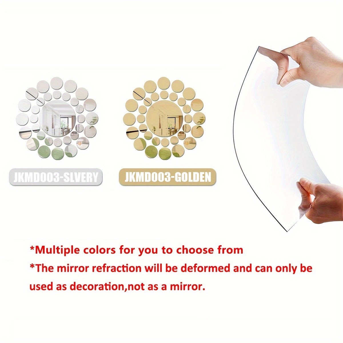 33Pcs/set Round Mirror Wall Stickers Silver Gold Living Room Background Wall