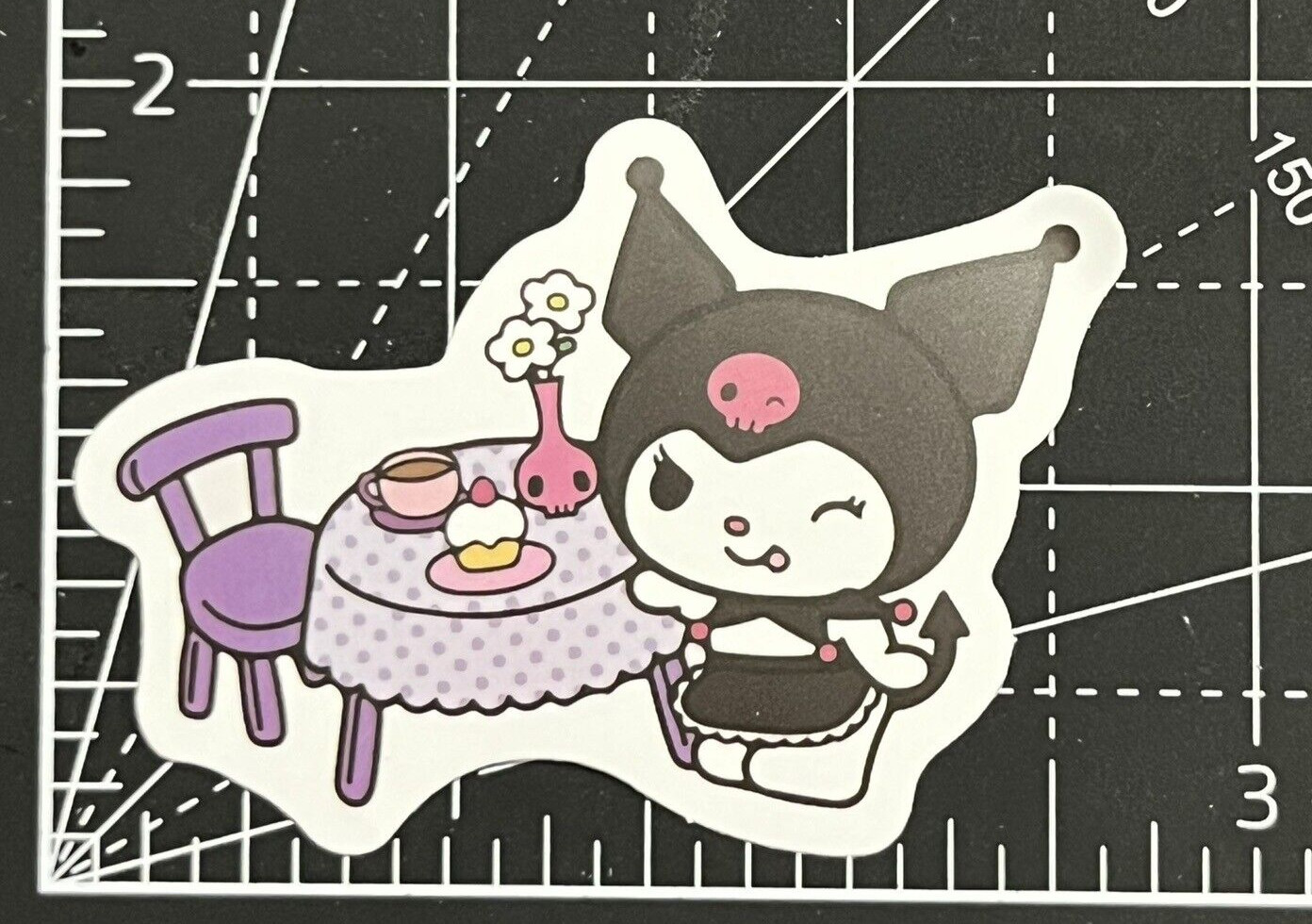 Kuromi Pretends To Make Tea + Cupcakes Vinyl Decal Sticker Bomb Notebook KAWAII