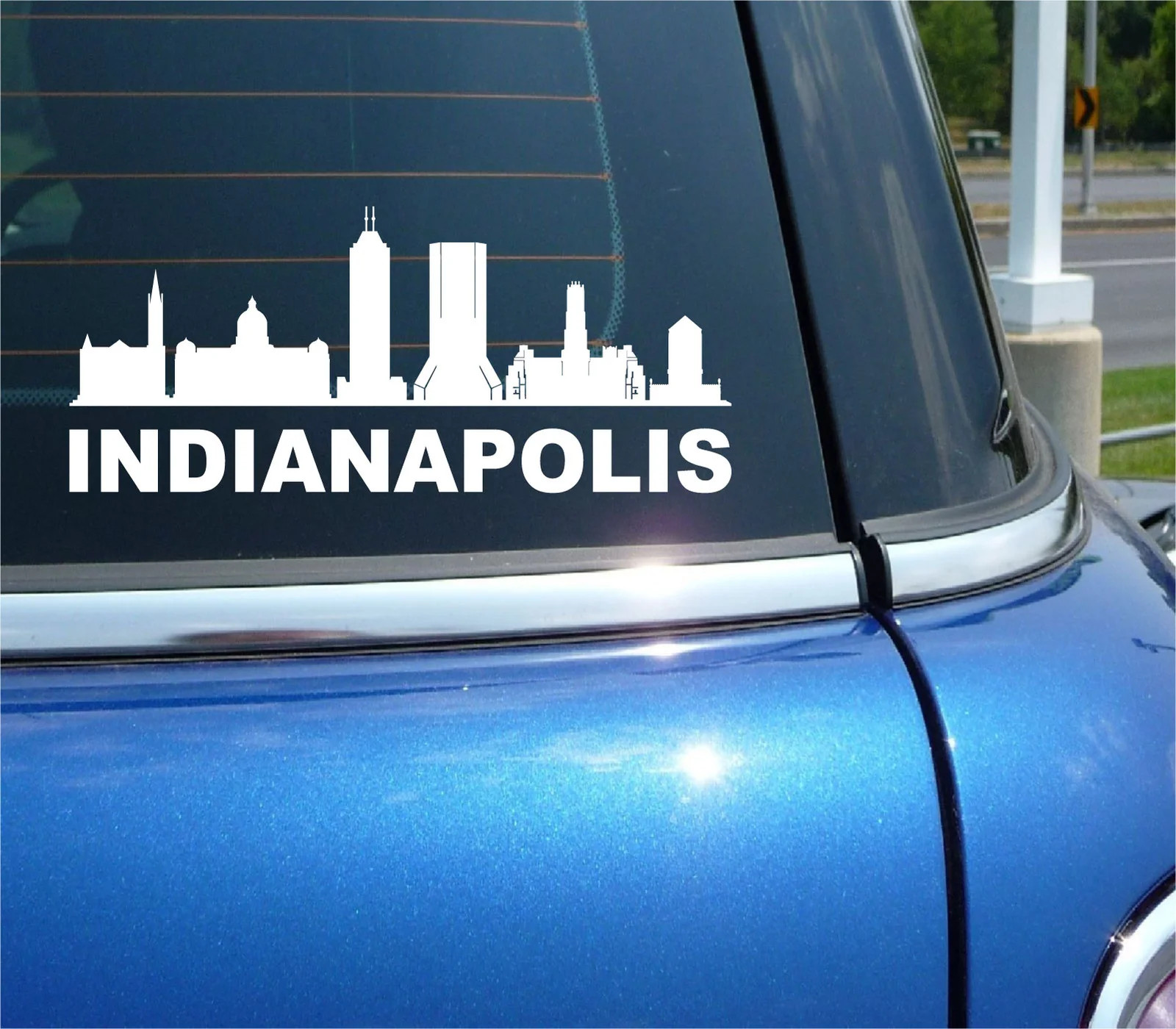 INDIANAPOLIS INDIANA CITY SKYLINE CITYSCAPE CAR WALL DECAL BUMPER STICKER