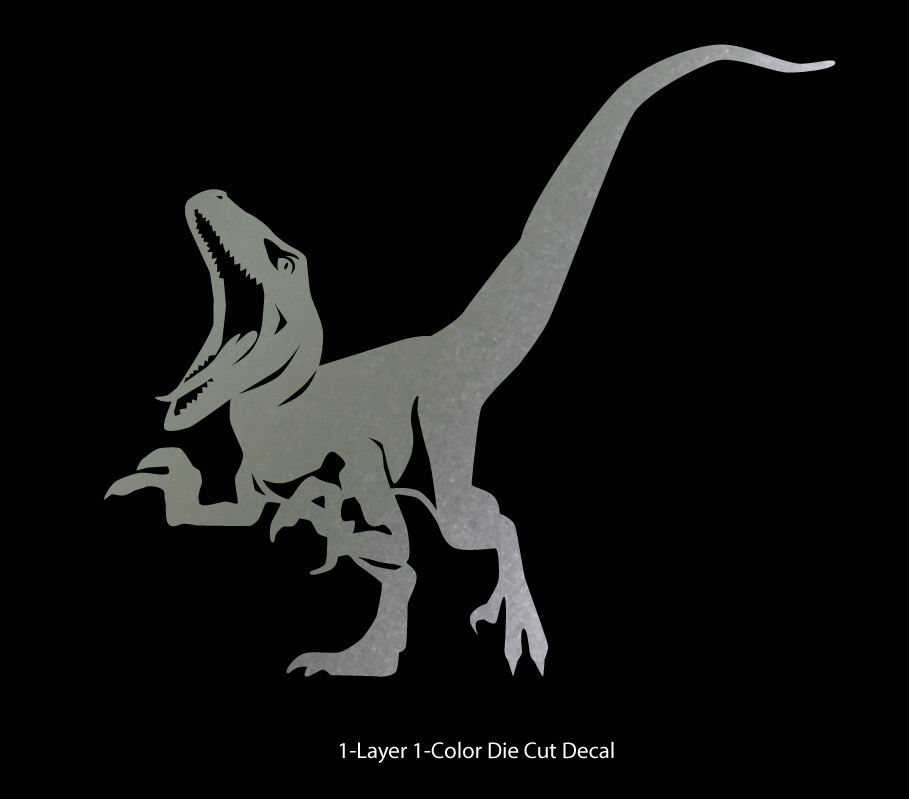 Dinosaur – Roaring Velociraptor #4 – Jurassic Period – 4-21″ wide – DieCut Decal