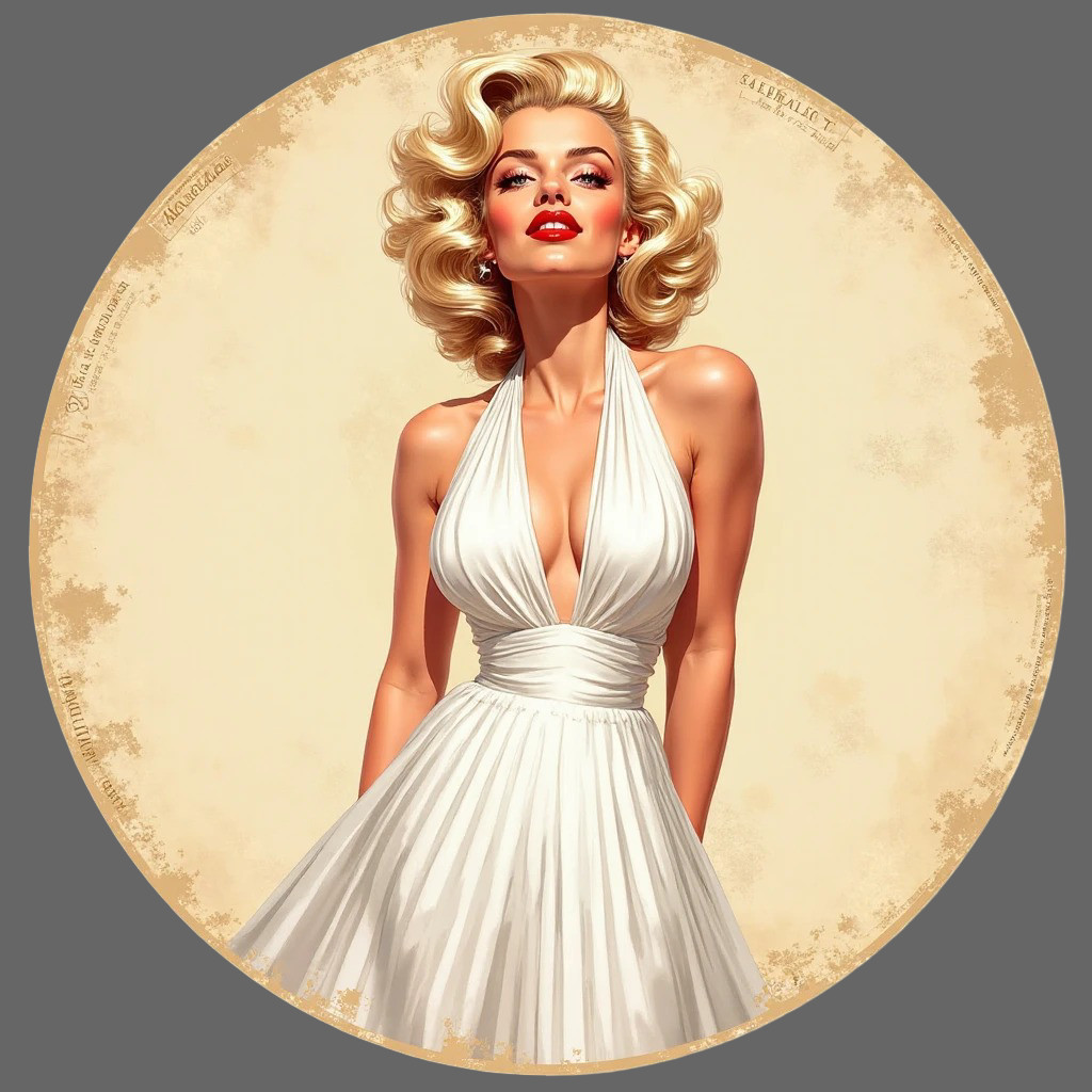 Pinup Girl Sticker Vinyl Decal Blonde Bombshell Retro Classic Dress White