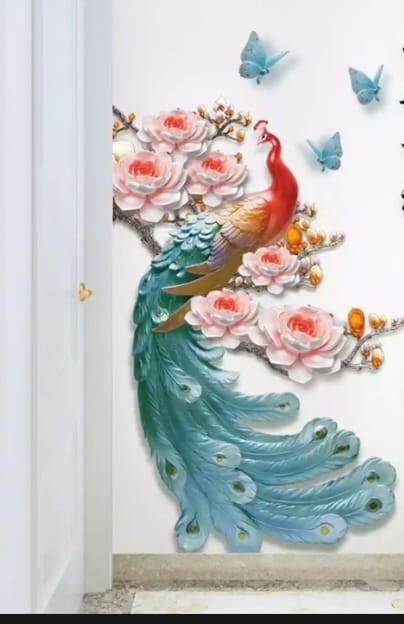 Multi color Peacock Wall Sticker Removable Wall Decor Home, Room & Living room