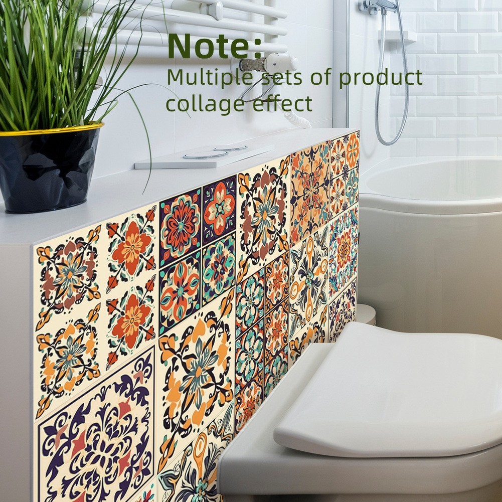 Retro Tile Stickers PVC Material Time-saving Makeover Versatile Application