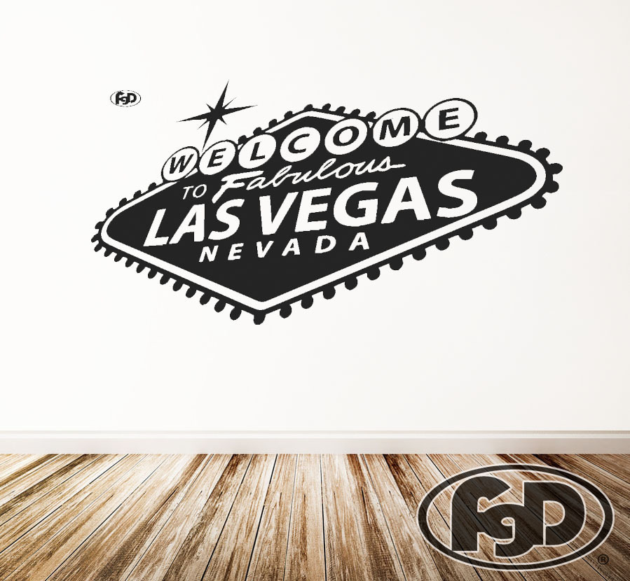 FGD Las Vegas Sign Vinyl Wall Decal / Sticker in Black or White 20″ x 38″