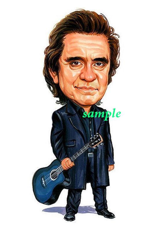 JOHNNY CASH #1 GLOSSY CARTOON MAGNET REFRIGERATOR LOCKER MAN CAVE CHRISTMAS GIFT