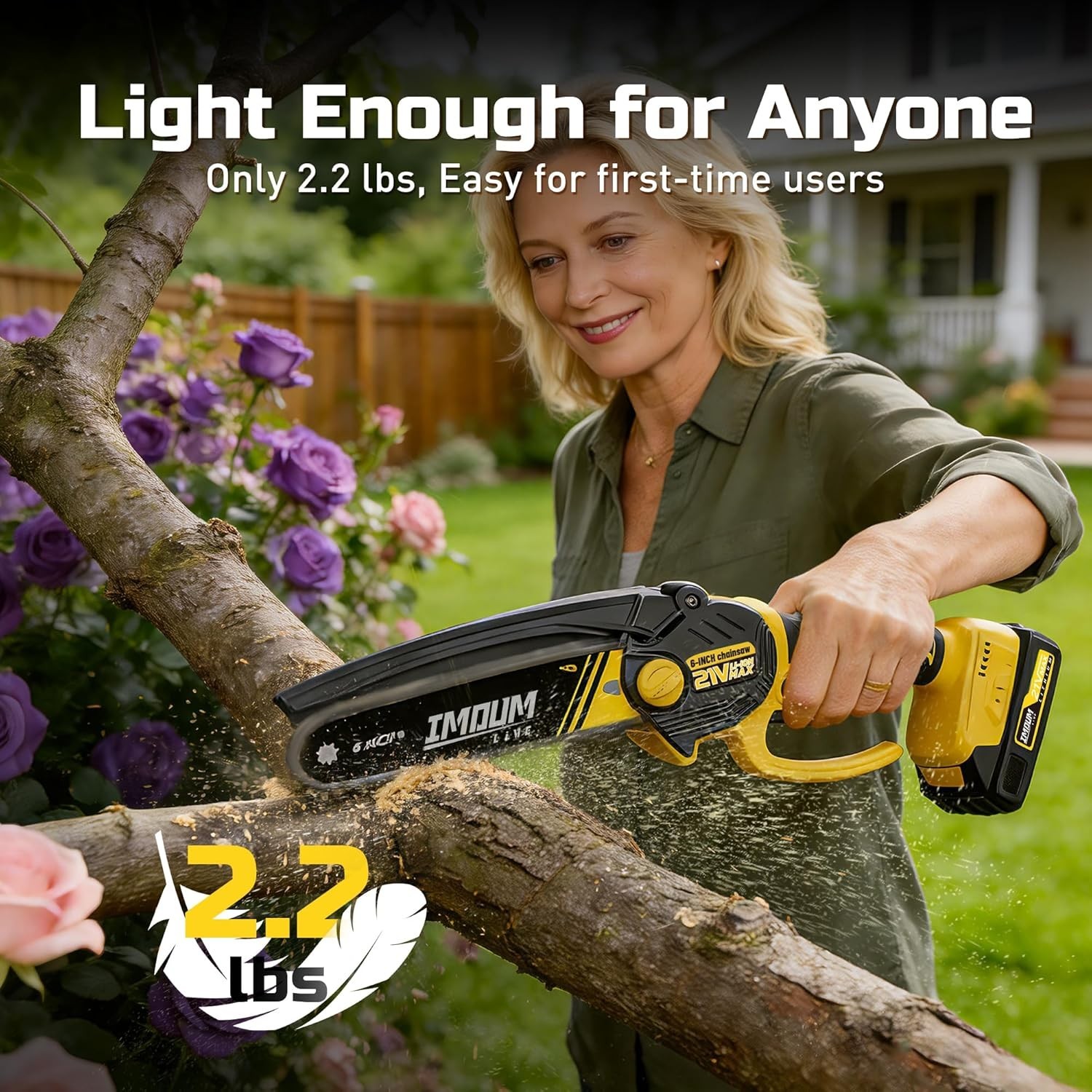 Mini Chainsaw Cordless 21V 2.0Ah Battery Powered Pruning Saw Electric 6-Inch