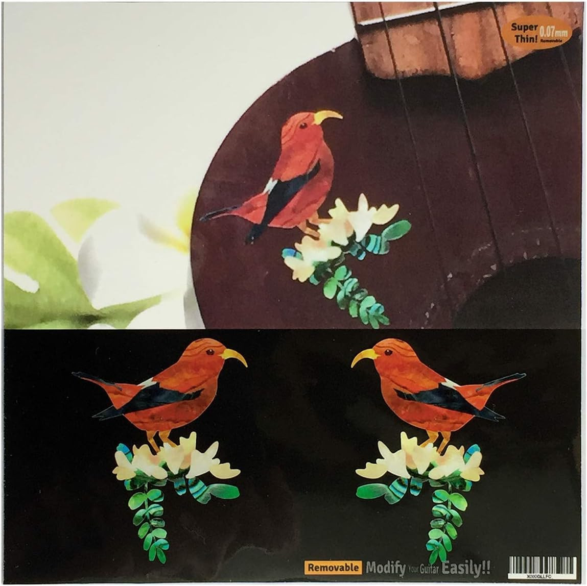 2pcs Red Birds Guitar and Bass Inlay Stickers Decal
