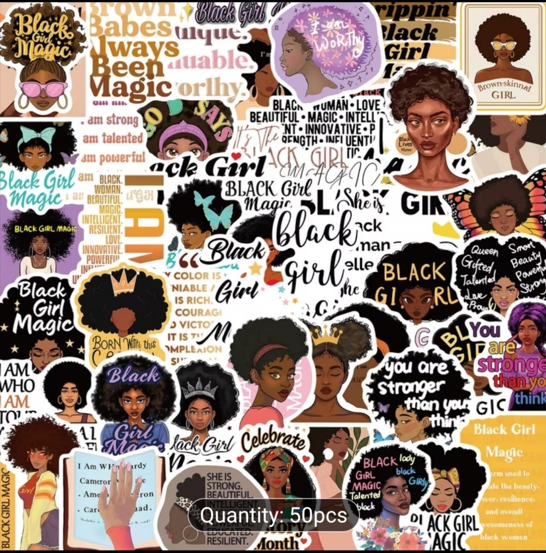 20 PCS Melanin Poppin’ Black Girls Women of Color Stickers BRAND NEW 2nd Set