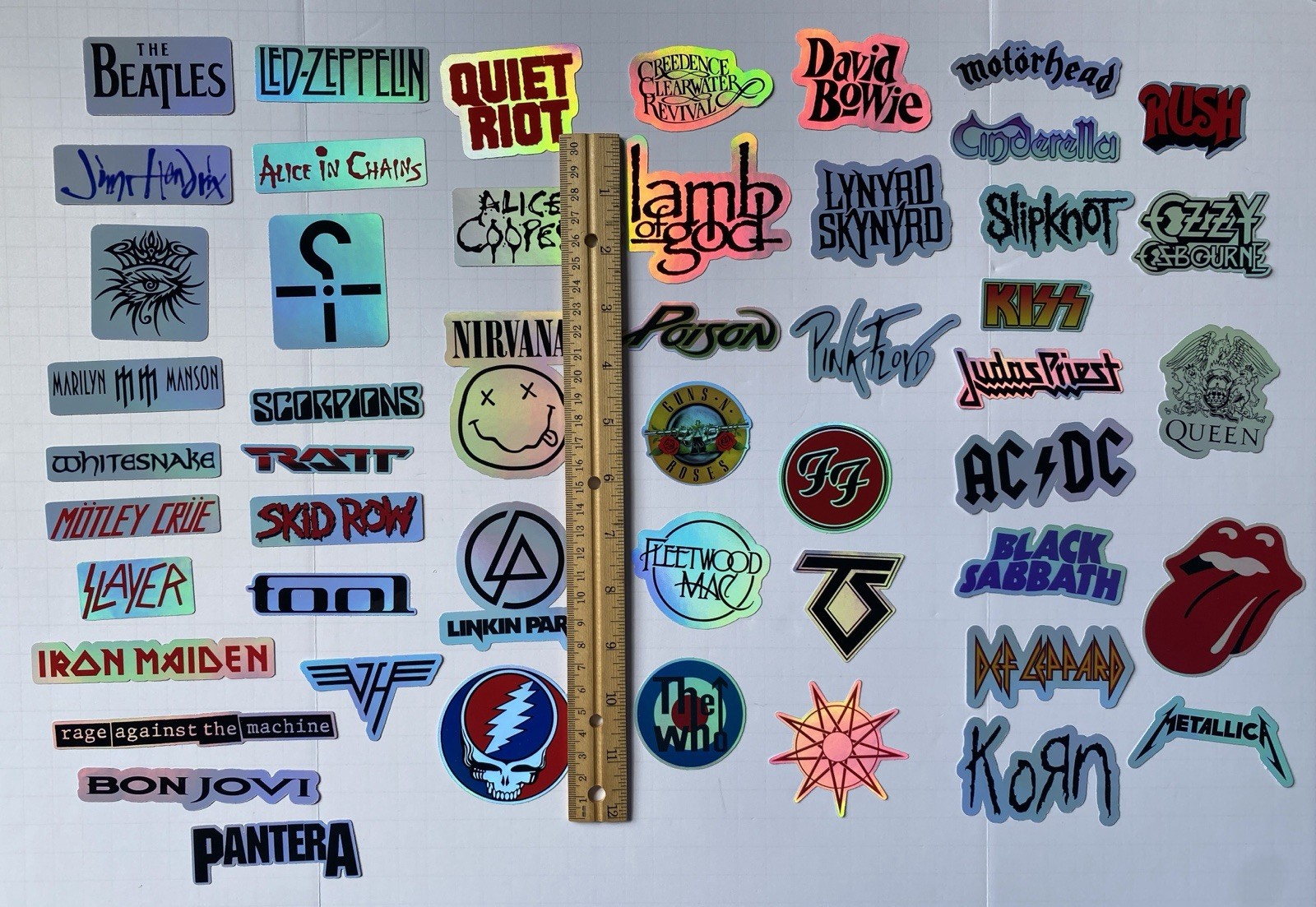 50 Large Classic Rock Stickers 50s 60s 70s 80s 90s Rock & Roll Waterproof Large