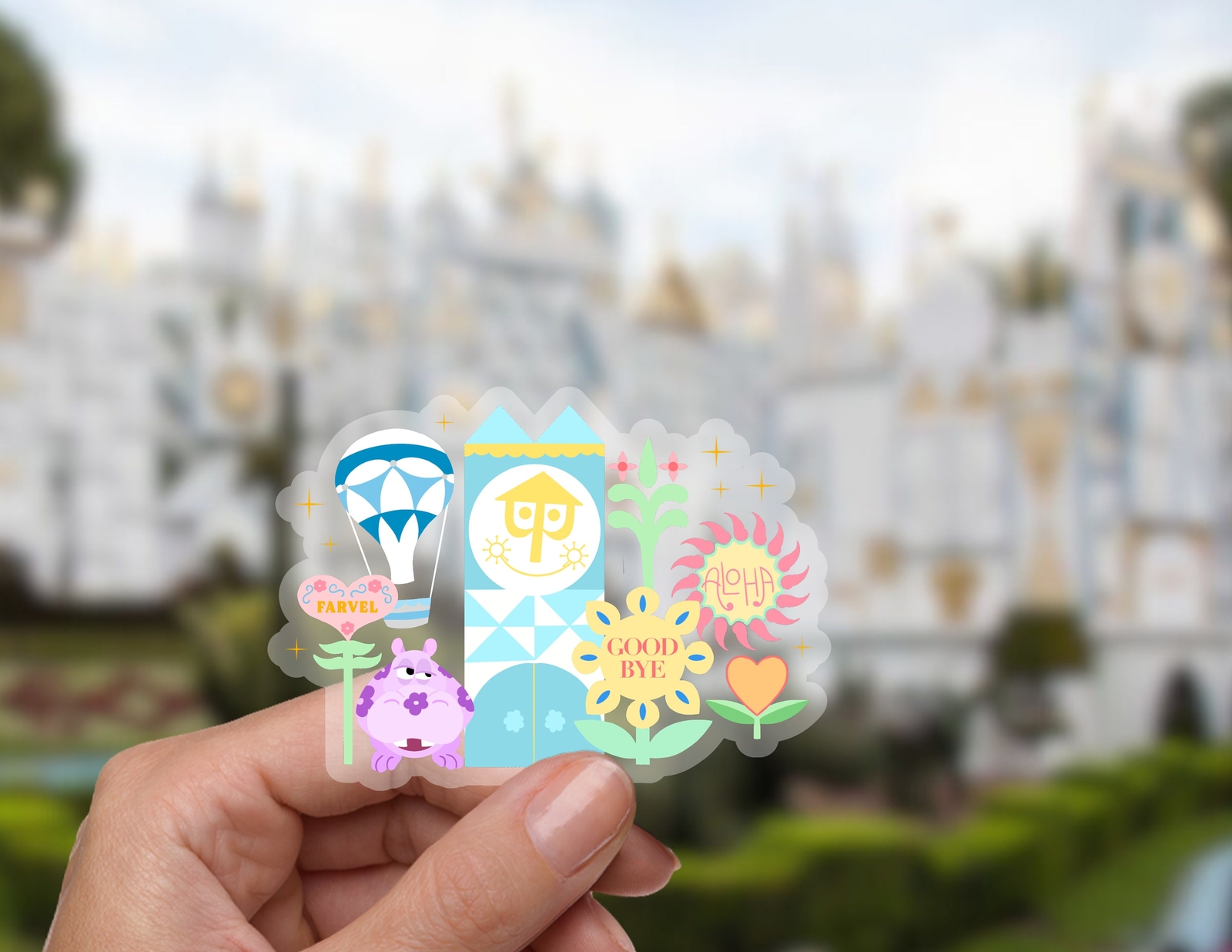 Small world Landmarks Disney Sticker Disney Stickers Water Bottle Transparent
