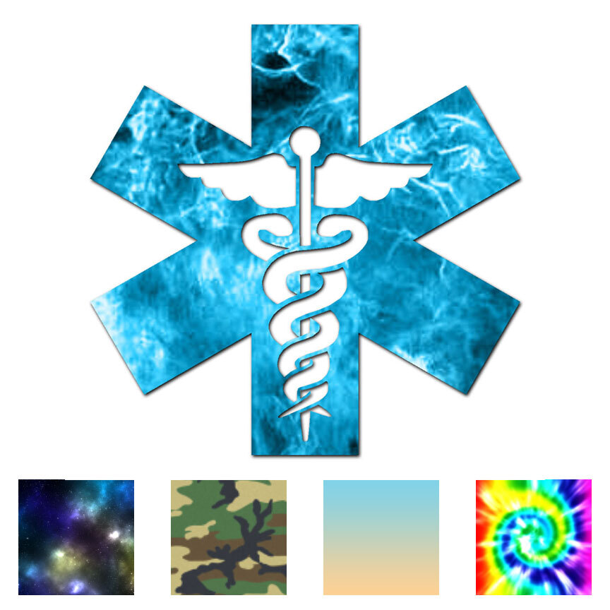 Caduceus Medical Symbol – Decal Sticker – Multiple Patterns & Sizes – ebn3253