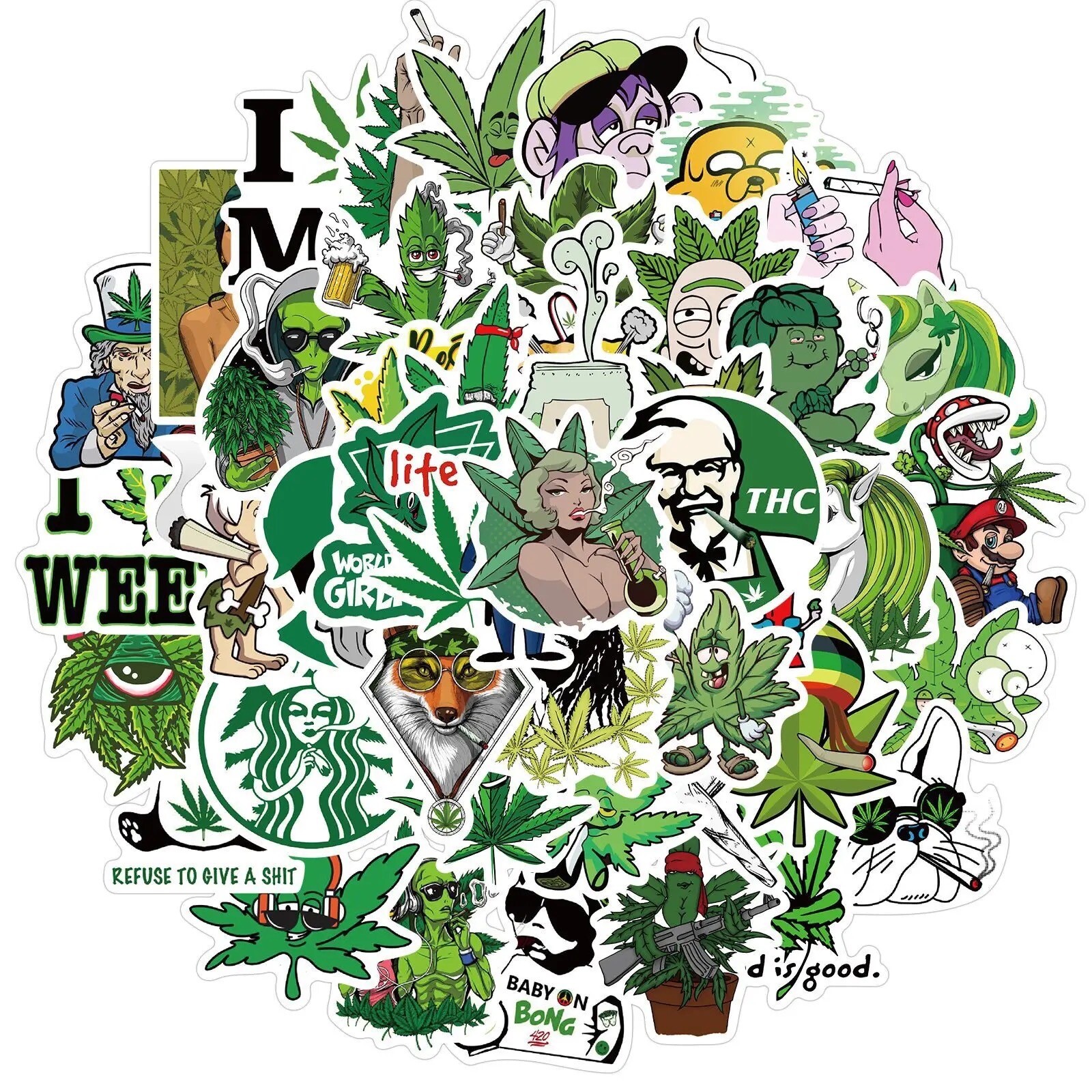 150 Pack 420 Weed Stickers Marijuana Decals Yeti Laptop Decal Car Free Shipping