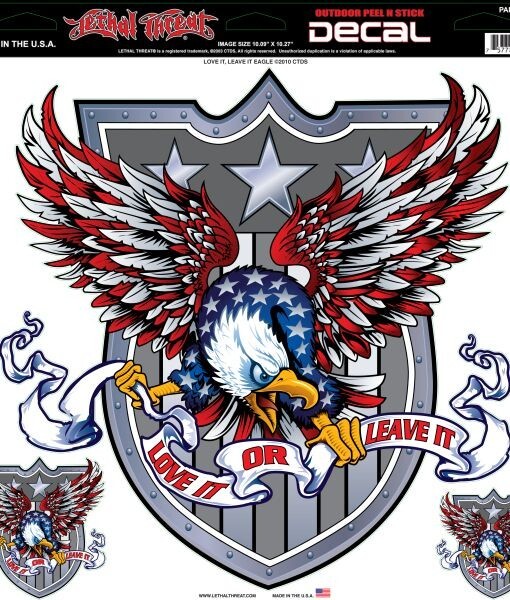 NEW LETHAL THREAT LOVE IT OR LEAVE IT EAGLE DECAL STICKER 12″x11″ LT06053