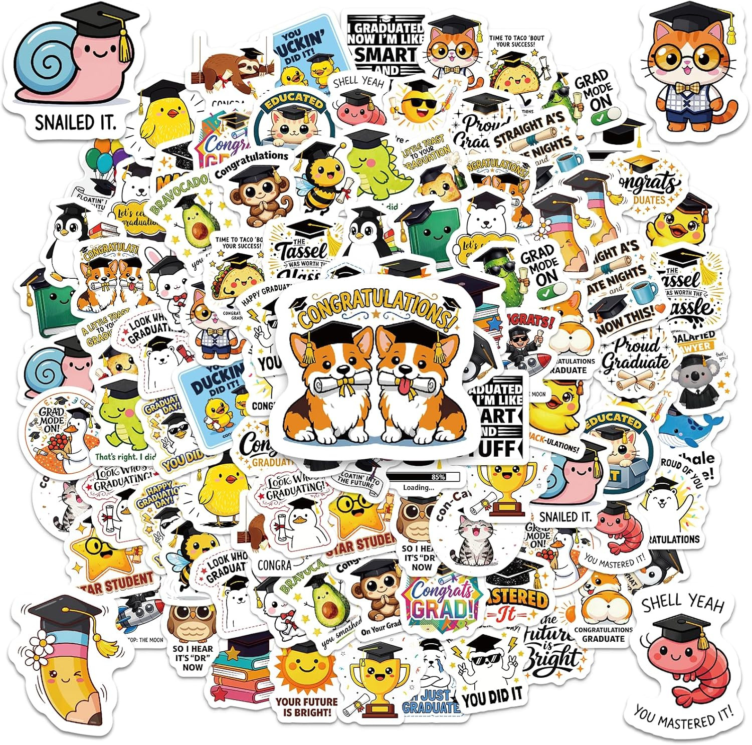 100 Pcs Graduation Stickers Class of 2026 Waterproof Vinyl Decals for DIY Decor