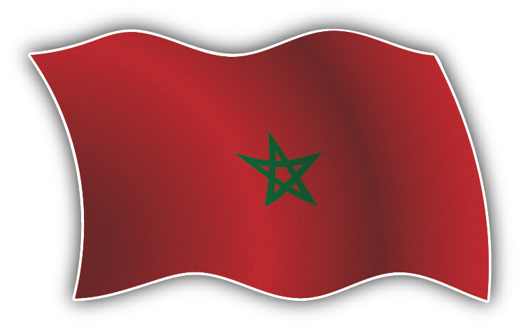 Morocco Wavy Flag Car Bumper Sticker Decal
