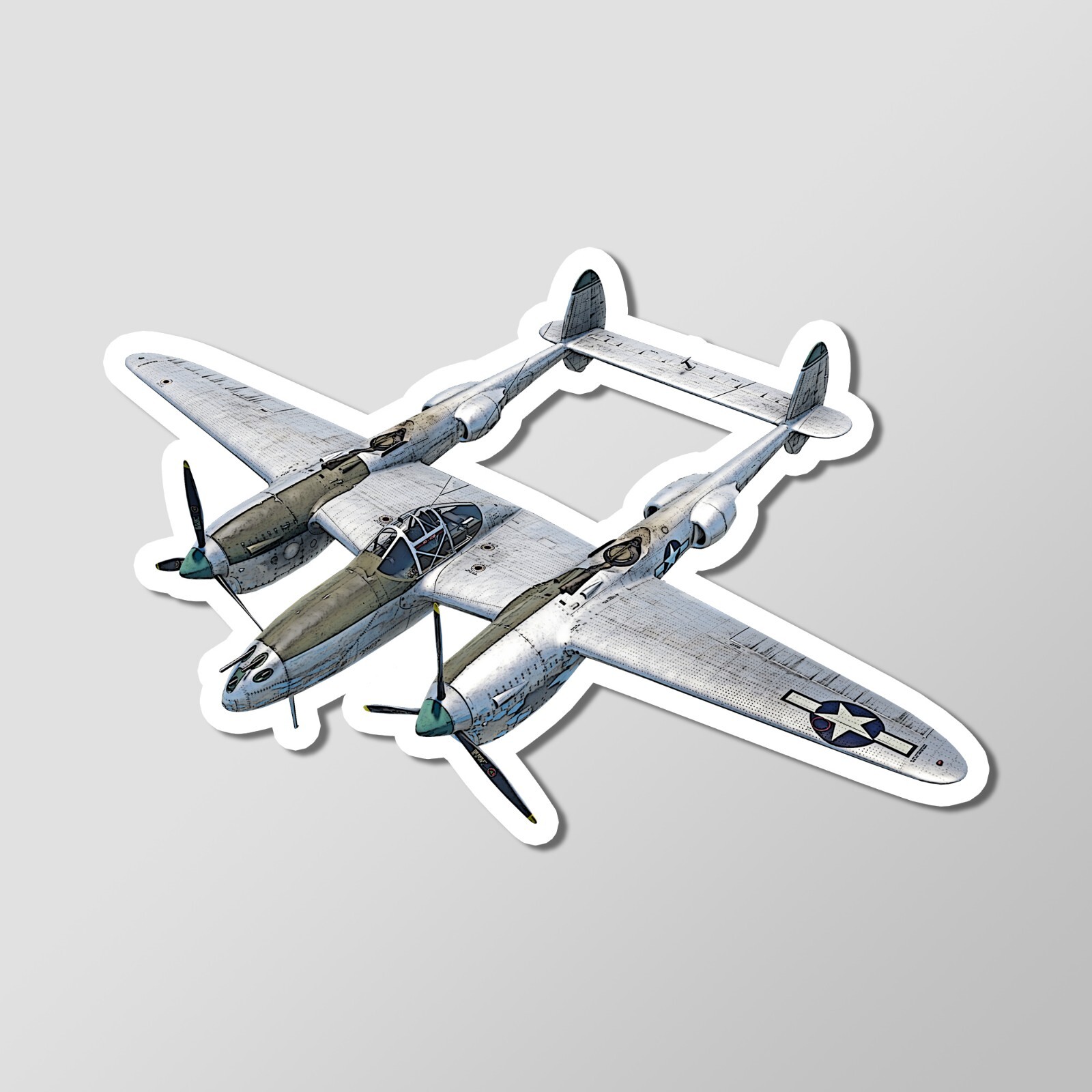 P-38J Lightning WW2 Fighter Plane Vinyl Laptop Desktop Glossy Sticker 4″