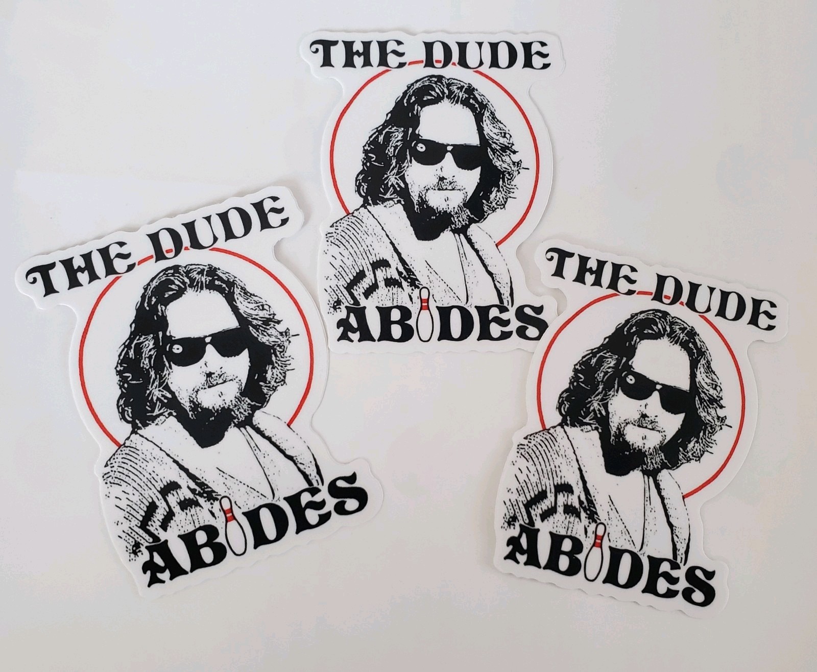 BIG LEBOWSKI STICKERS (3) DUDE ABIDES Heavy Duty Vinyl 5-YEAR WARRANTY