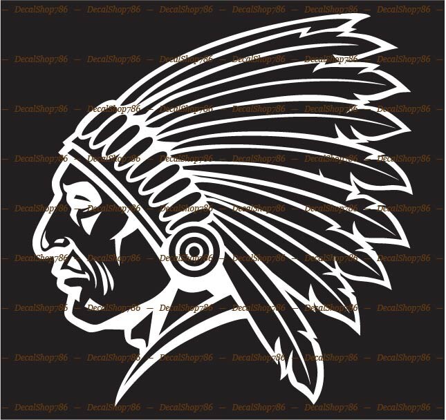 Native American Indian Chief Head – Car/SUV Vinyl Die-Cut Peel N’ Stick Decals