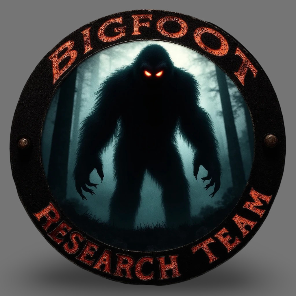 bigfoot sticker vinyl decal glowing eyes dark forest research team
