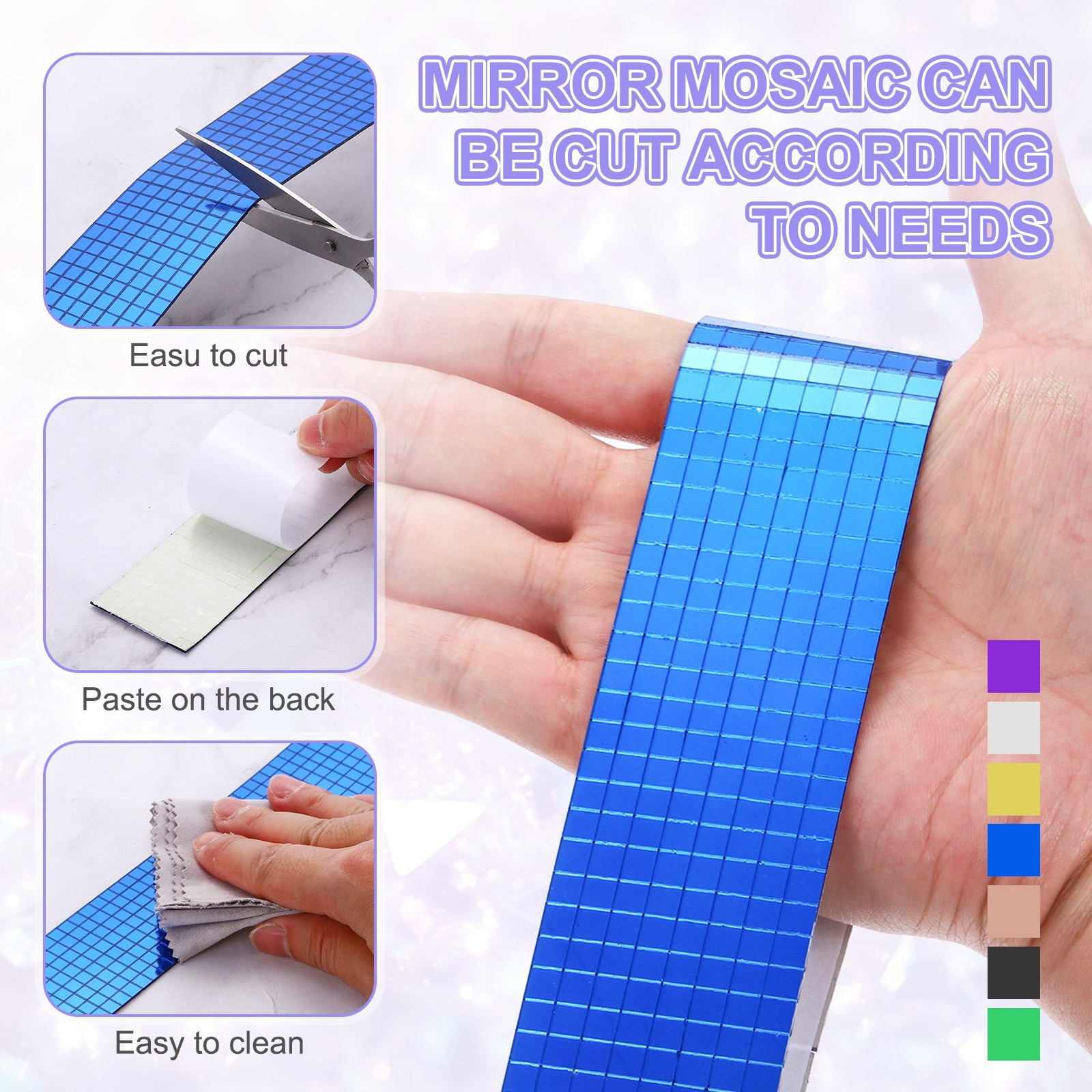 3200 Pieces Adhesive Mosaic Tiles 5 x 5 mm Disco Tiles Blue 2 Pcs