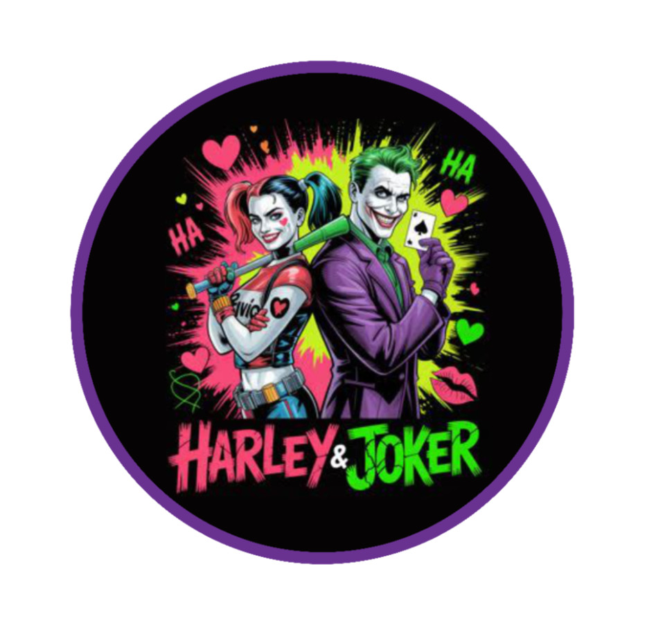 DC Joker & Harley (Animated) 4″ Vinyl Decal Handmade Cooler Laptop Truck Car 26