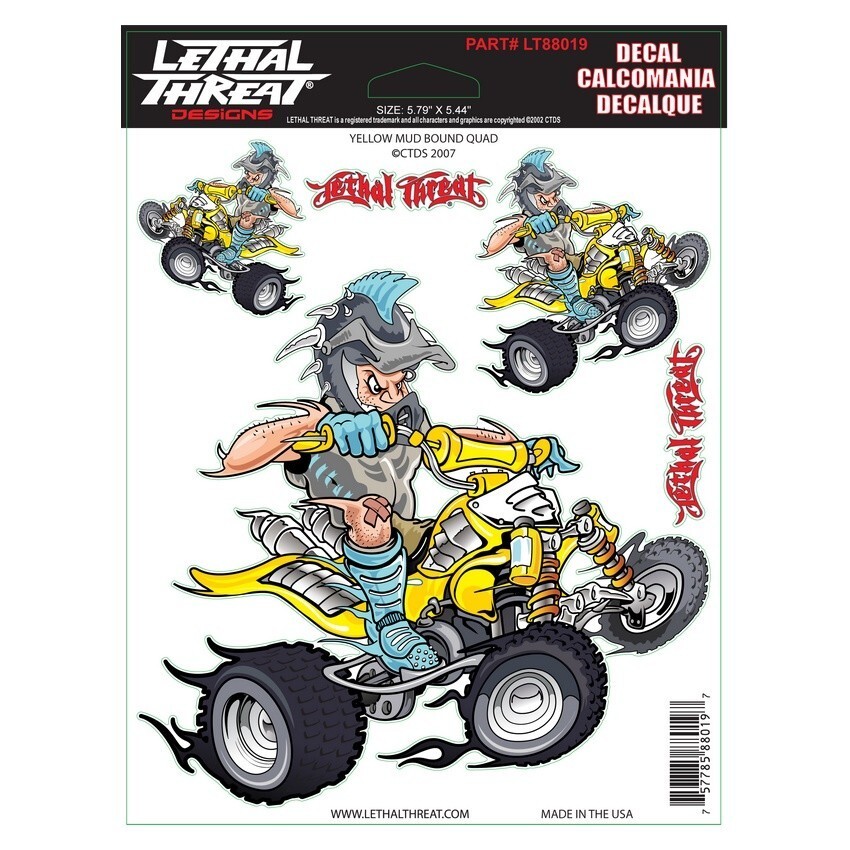 NEW LETHAL THREAT MUD BOUND QUAD YELLOW DECAL STICKER 6″x6″ LT88019