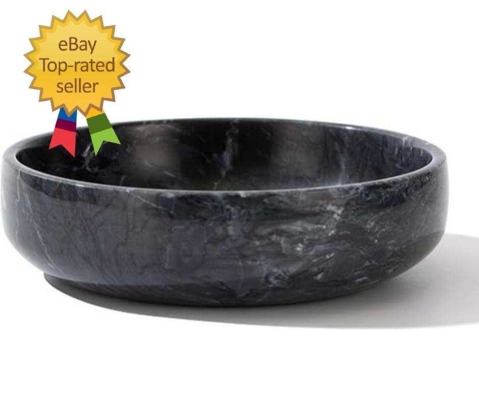 6.7″ Large Decorative Bowl, Natural Marble Large, Black