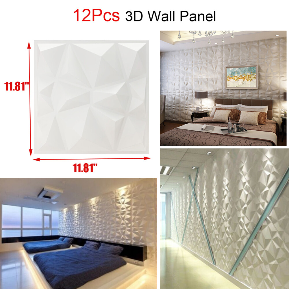 12Pcs 3D Effect Wall Decor 3D Tile Brick Wall DIY Wallpaper Home Decor 11.8″