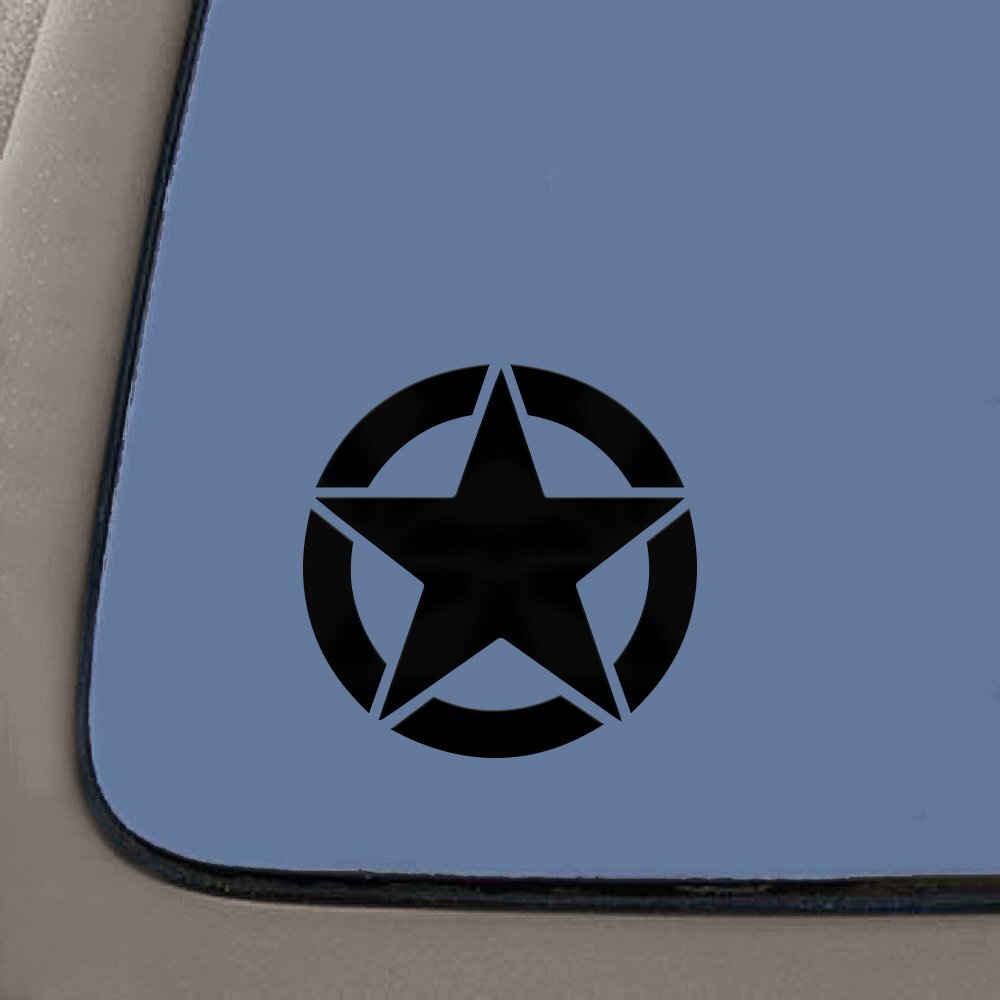Military WWII Star | 5-Inches By-5-Inches | Premium Quality Black Vinyl Decal |