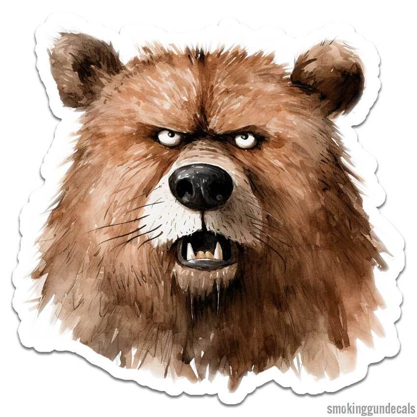Angry Grizzly Bear, Vinyl Decal Sticker, Indoor Outdoor, 3 Sizes, #12395