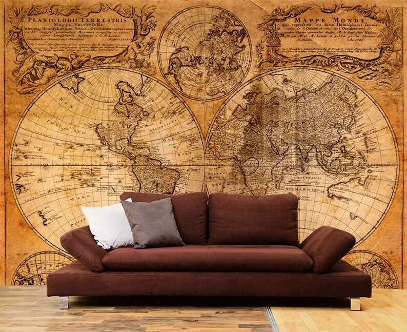 Old World Map Wall Mural Decal. Peel And Stick