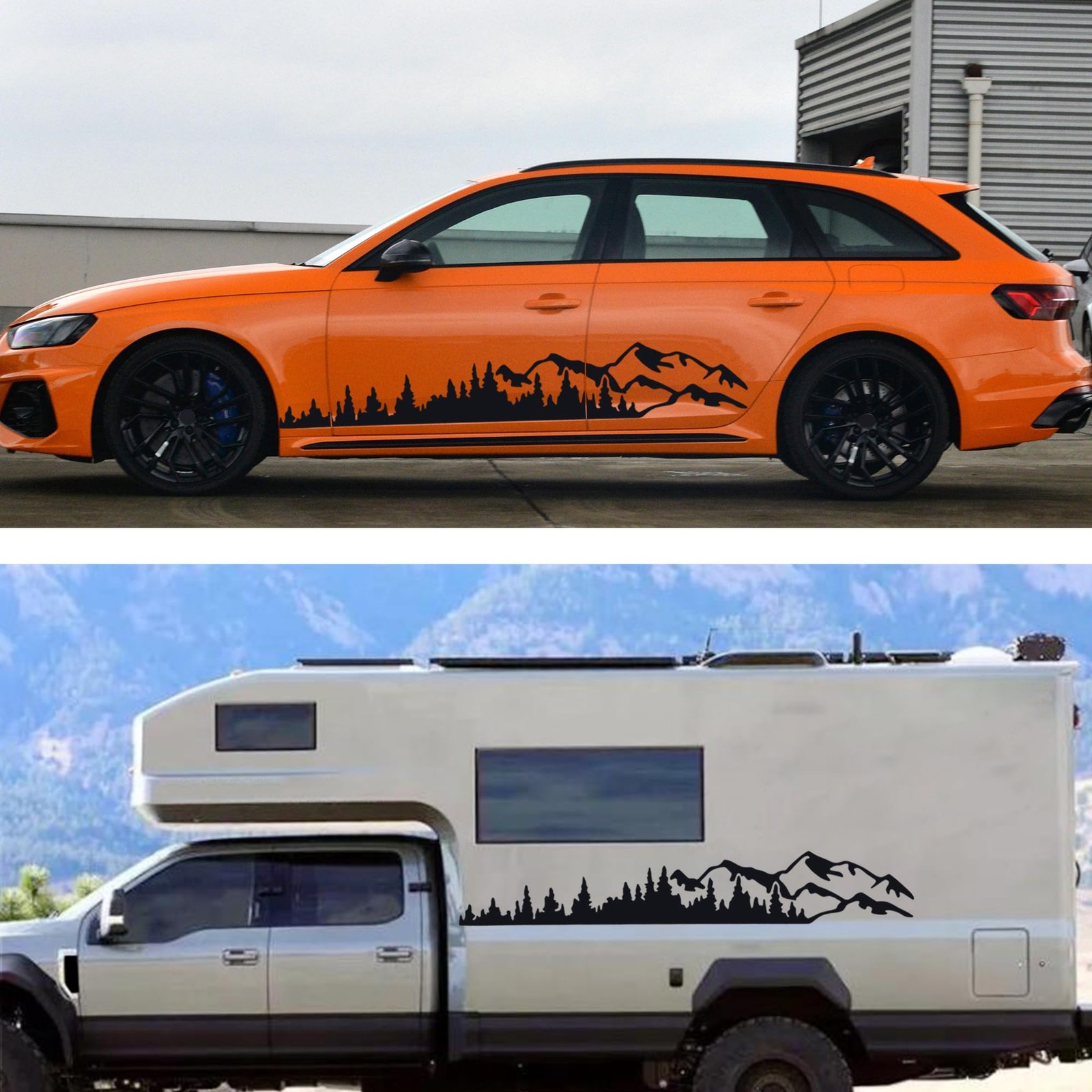 1 Pair 77.4” Mountain Tree Forest Vinyl Decals for Car Body Door Side Auto M…