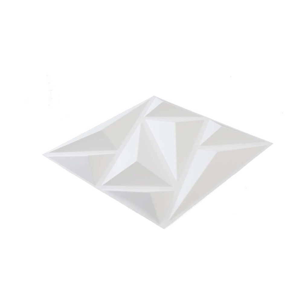 PVC Wall Panels 3D Diamond Design 12 Tiles White Decorative Plants Waterproof