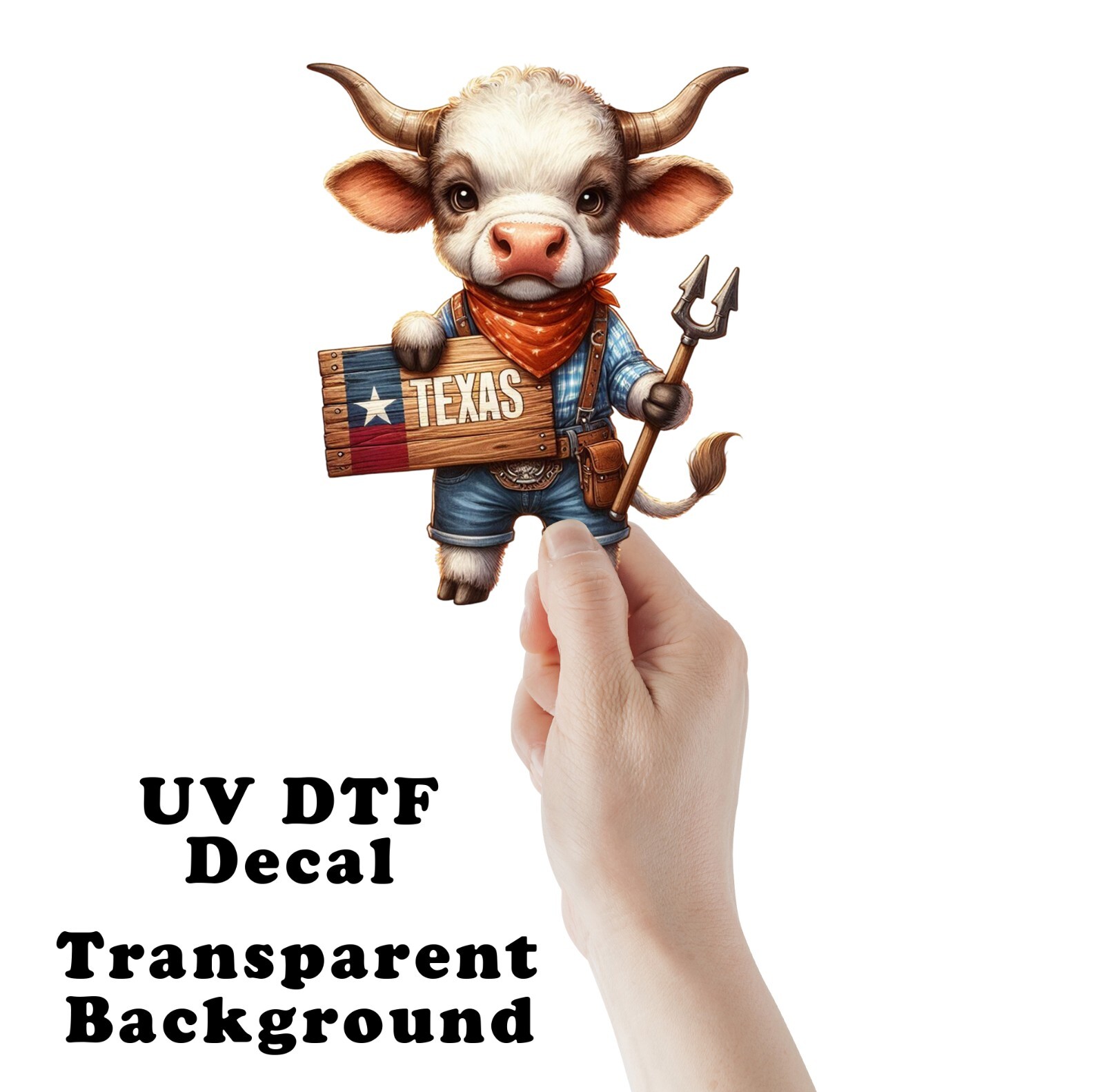 Texas Cow UV DTF Transparent Sticker / Decal