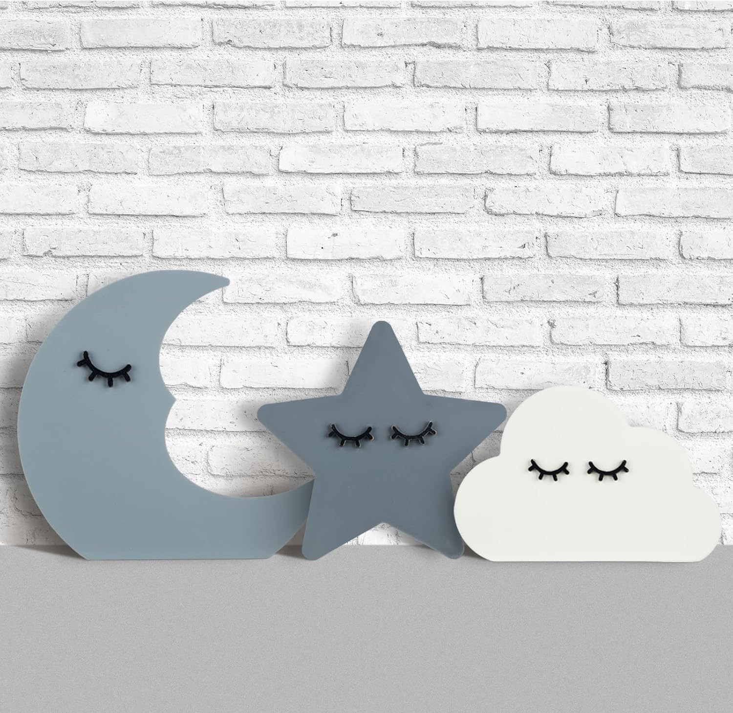 3 Pcs Moon Stars and Cloud Celestial Nursery Decor Bohemian Wood Nursery Shelves