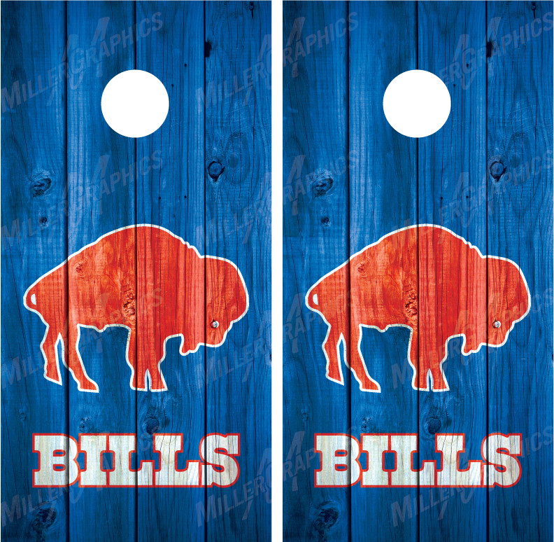 Buffalo Bills Throwback Vintage Distressed Wood Cornhole Board Decal Wrap Wraps