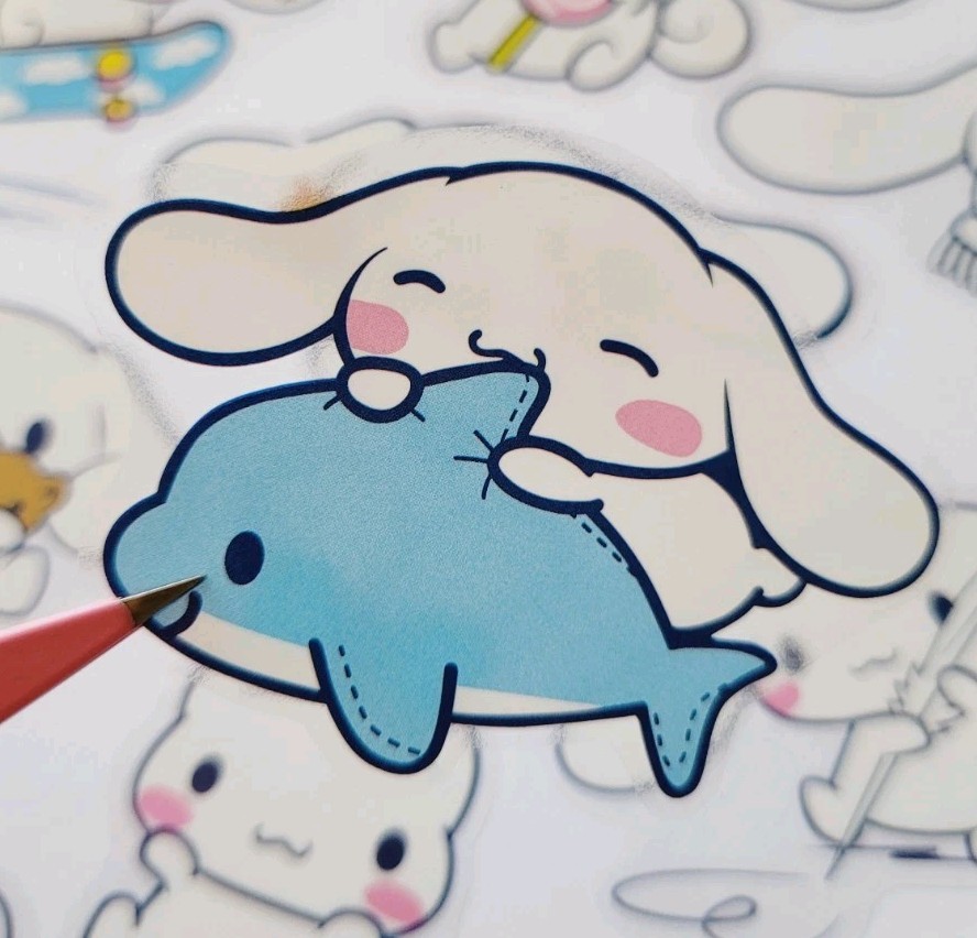 CINNAMOROLL TRANSLUCENT/ CLEAR WATERPROOF STICKERS SET OF 1O DECAL DECORATION