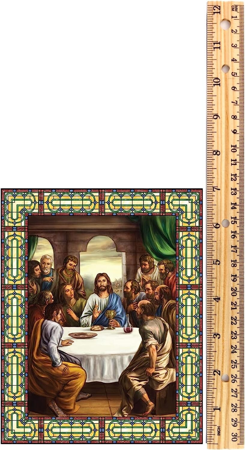 Last Supper Stained Glass Design Window Cling Religious Decals 7 Inch Pack of 3