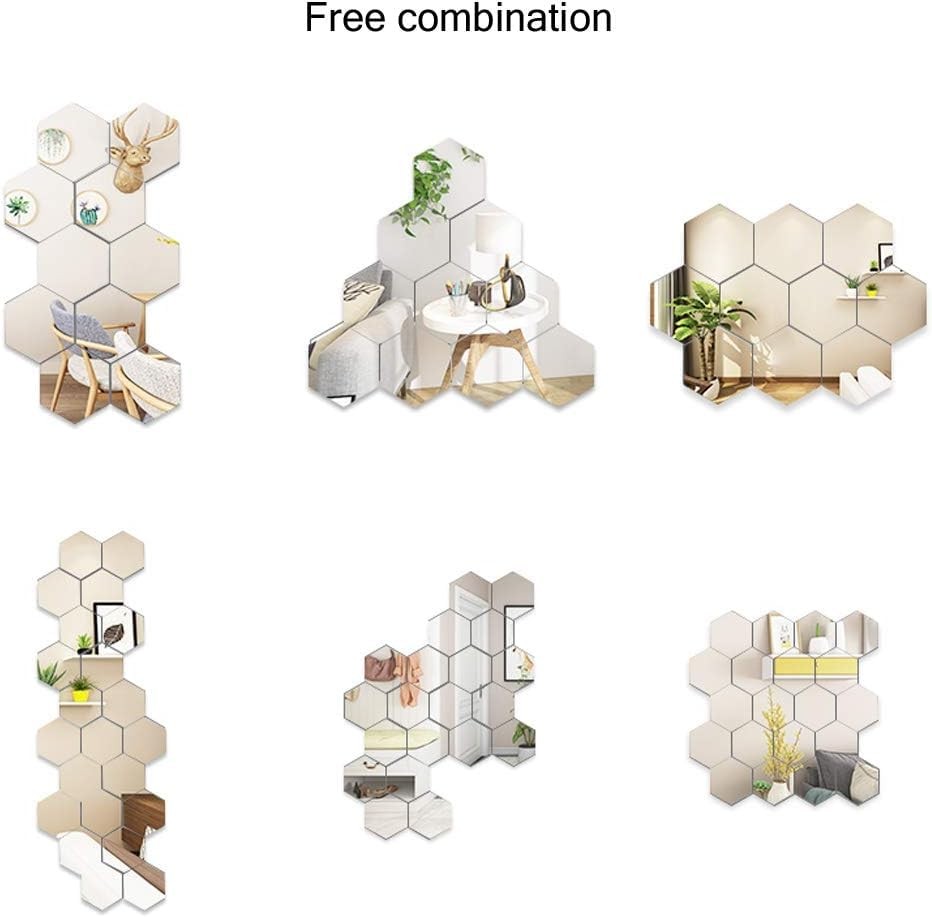 Mirror Wall Stickers – 12PCS Hexagon Art DIY Decorative Acrylic Plastic Tiles…