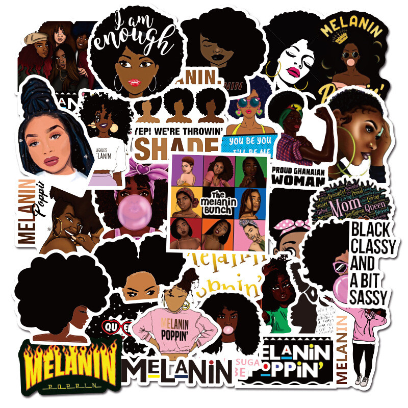 100Pcs Black Inspirational Girl Sticker for Kids Teens Girls Water Bottles