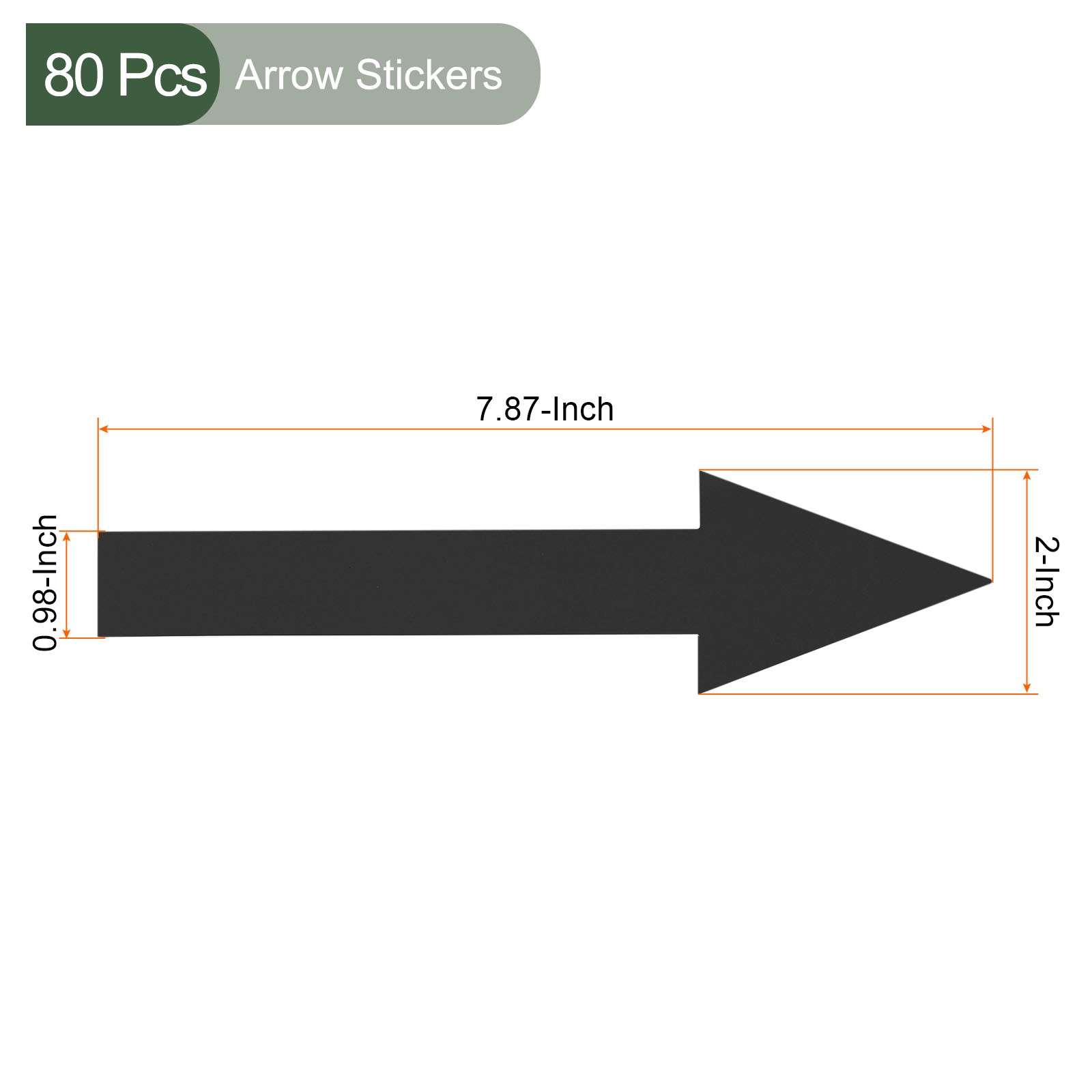 80pcs Arrow Sticker,20x5cm PVC Removable Self Adhesive Waterproof Signs,Black