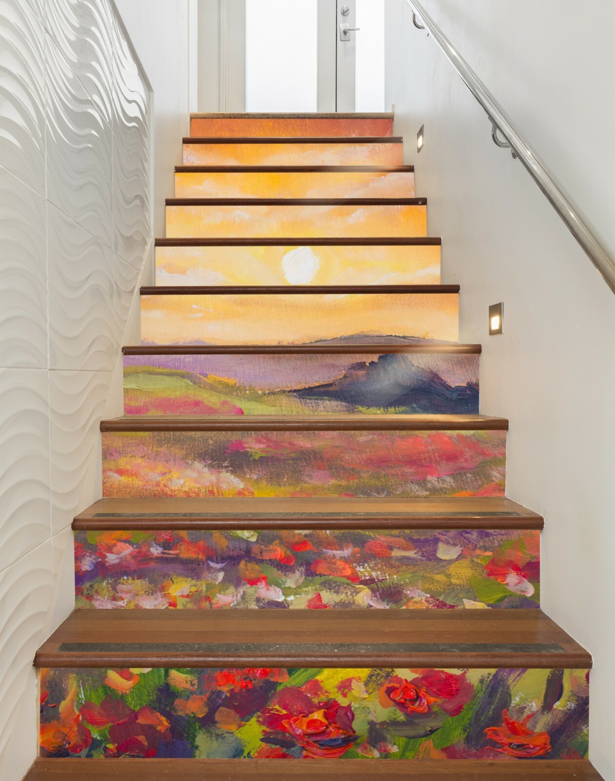 3D Sunset Garden 740NA Stair Risers Decoration Photo Mural Decal Wallpaper Fay