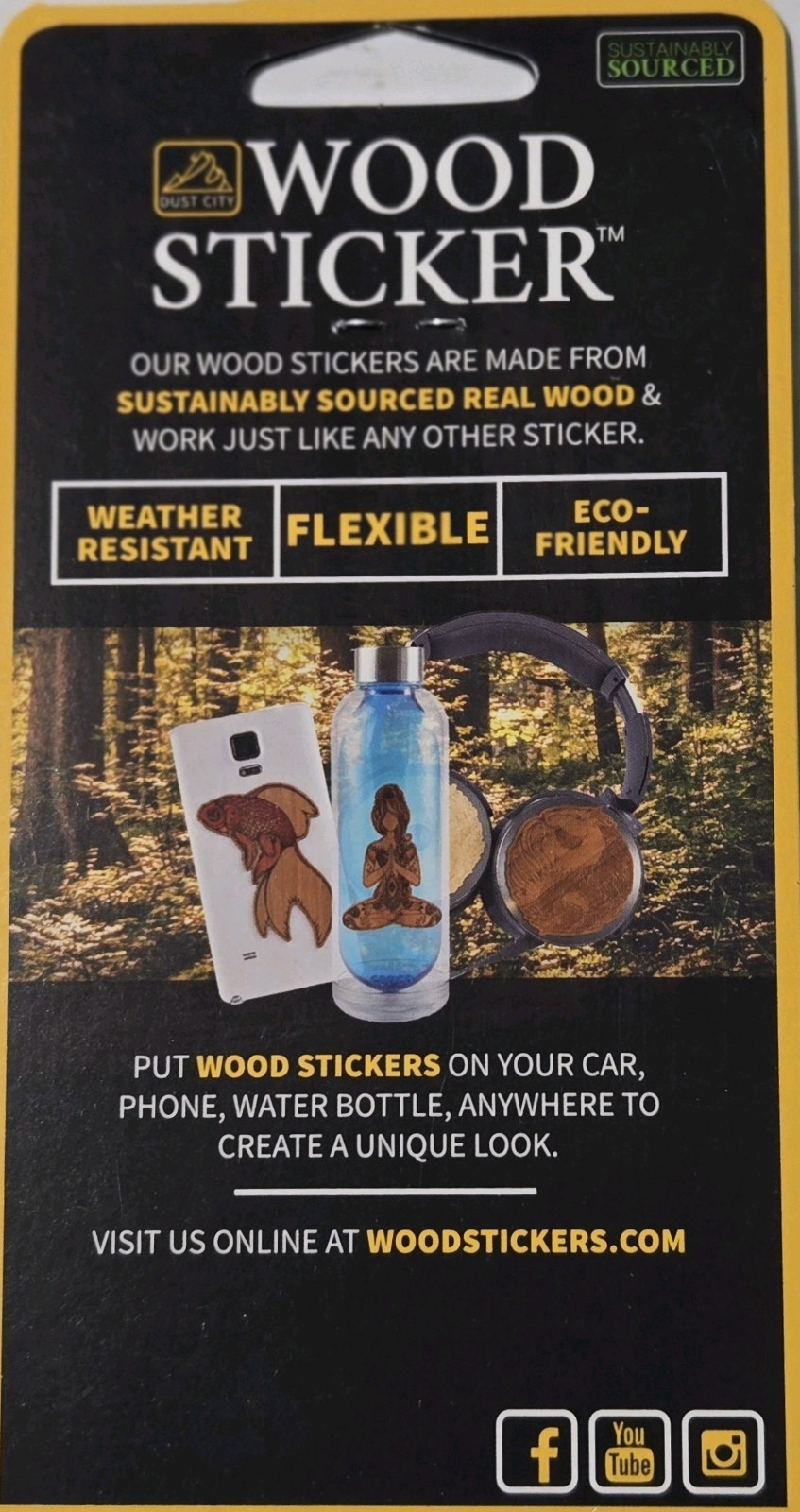 Dust City Wood Sticker “Coffee” biodegradable, dishwasher safe, flexible. USA