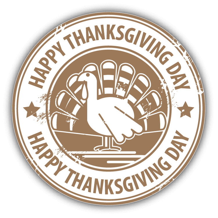 Happy Thanksgiving Day Turkey Grunge Stamp Car Bumper Sticker Decal