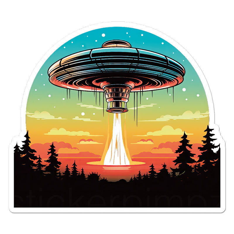 UFO Alien Invasion, Vinyl Decal Sticker, Indoor Outdoor, 3 Sizes, #11772
