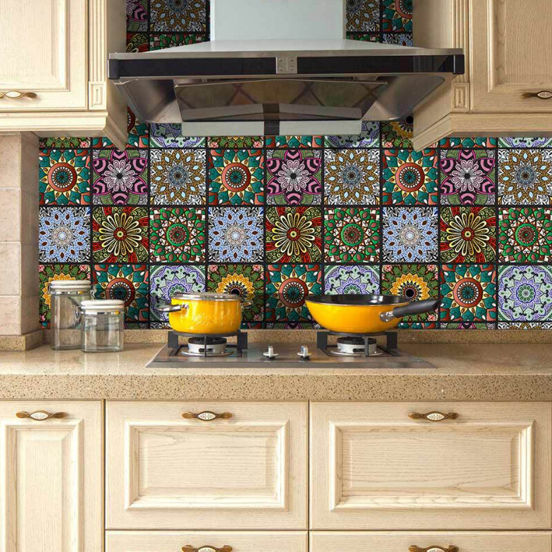 10PCS Tile Sticker Self Adhesive PVC Wallpaper Wall Floor Home Decor 15 15CM