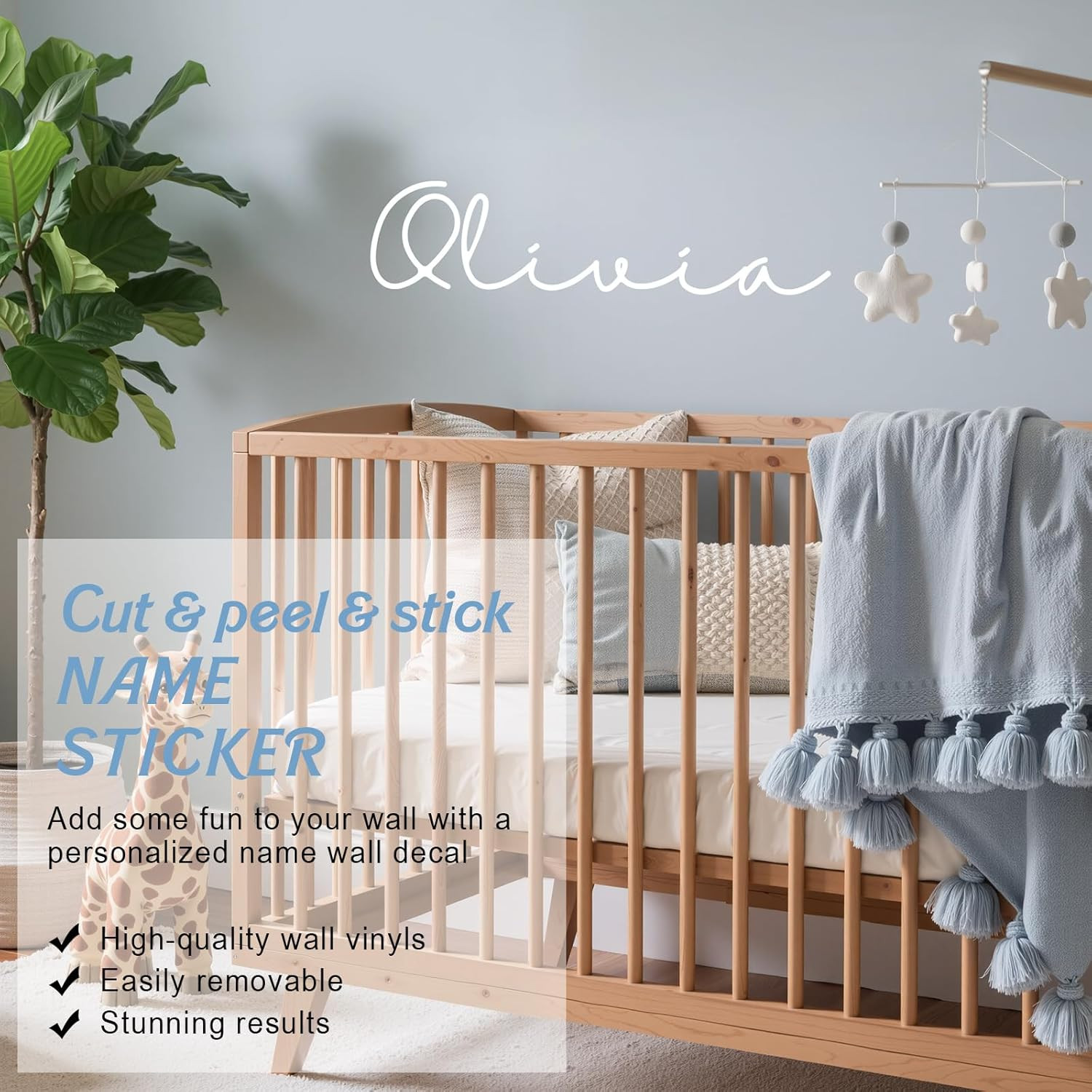 Personalized Name Wall Decal Large Cursive Letter Stickers Big Alphabet Custom S