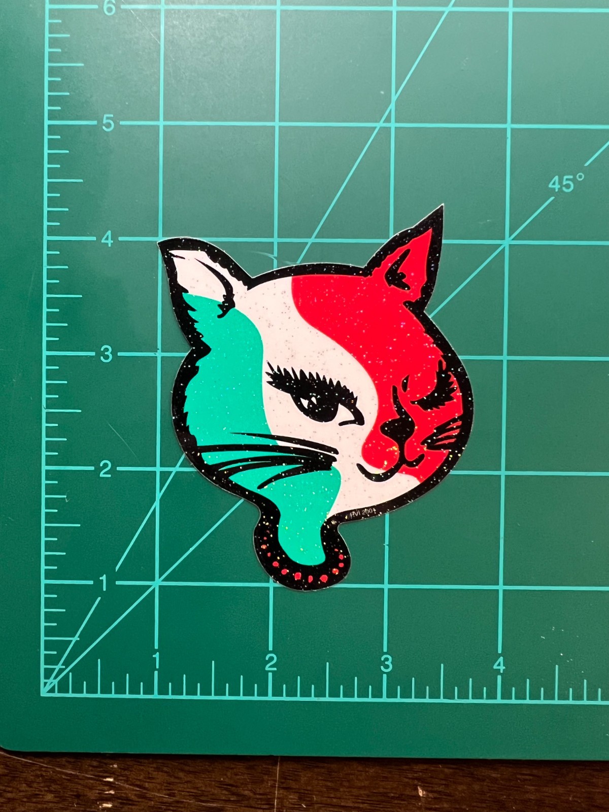 2001 Vintage Winking Kitty Glitter Stickers Various Styles Y2K Vending Cat Decal