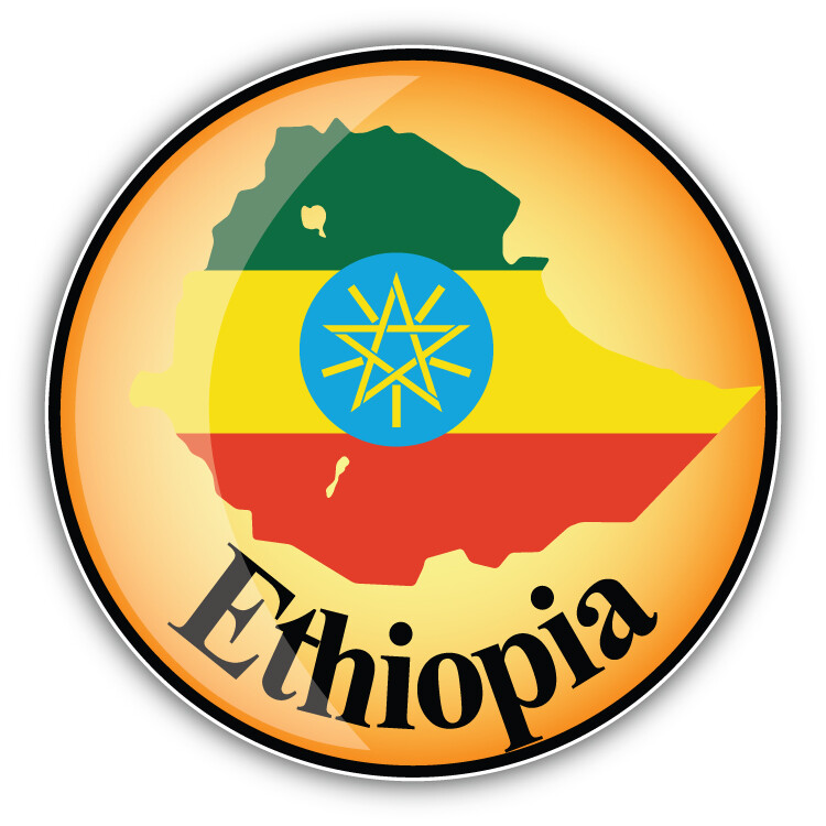Ethiopia Map Flag Label Car Bumper Sticker Decal